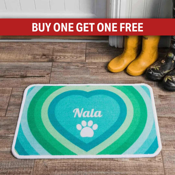 Personalised Food Mat Retro Heart Green