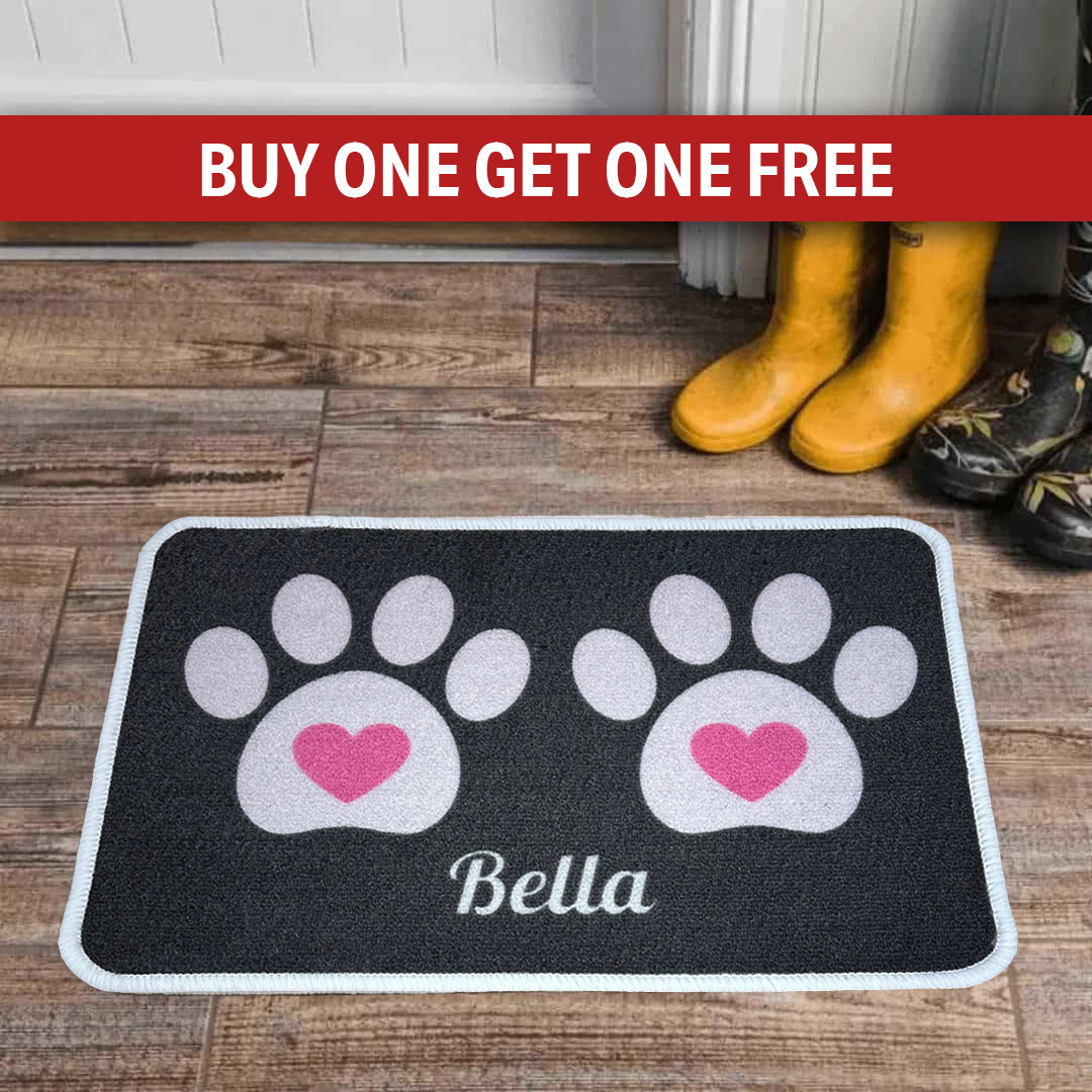 Personalised Food Mat Heart Pink