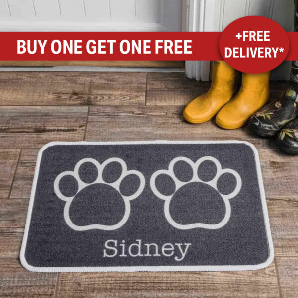 Personalised Food Mat Big Paw Grey