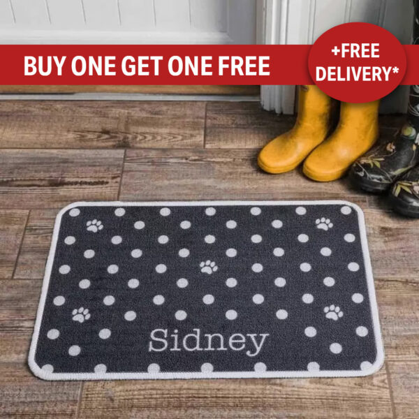 Personalised Food Mat Polka Dot Charcoal
