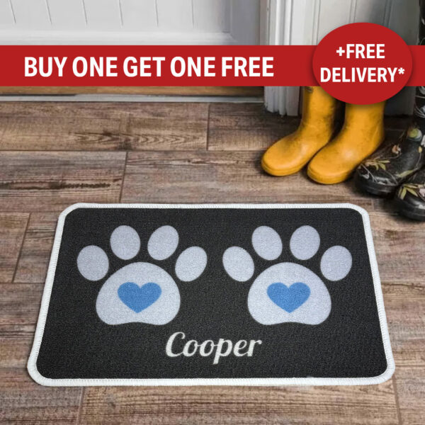 Personalised Food Mat Heart Blue