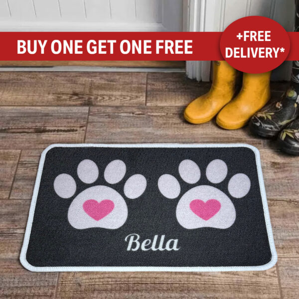 Personalised Food Mat Heart Pink