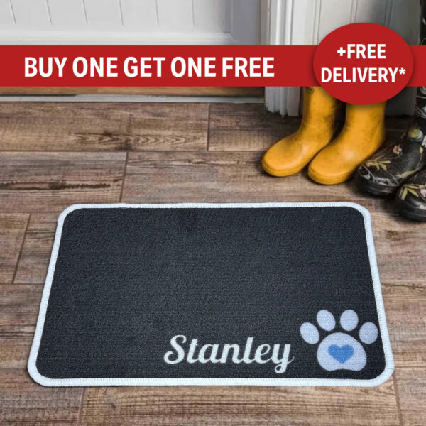 Personalised Food Mat Little Paw Blue