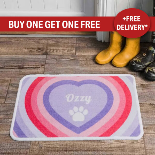 Personalised Food Mat Retro Heart Pink