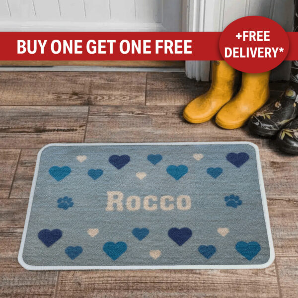 Personalised Food Mat Valentine Heart - Blue
