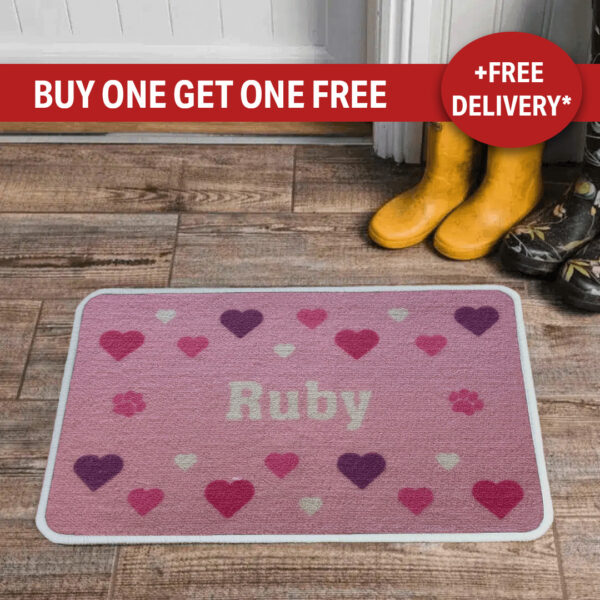 Personalised Food Mat Valentine Heart - Pink