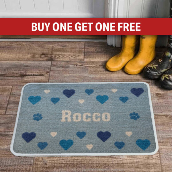 Personalised Food Mat Valentine Heart - Blue
