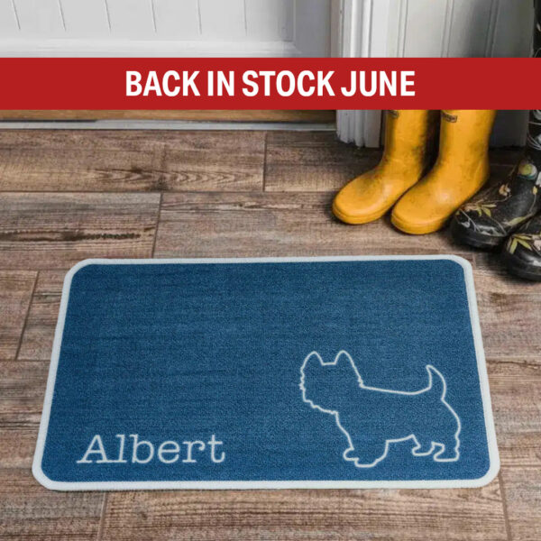 Personalised Dog Breeds Food Mat - (R to Y) Blue