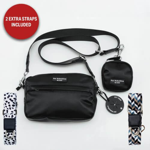 Dog Walking Bag & Strap Bundle - Black