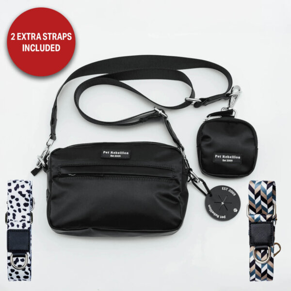 Dog Walking Bag & Strap Bundle - Black