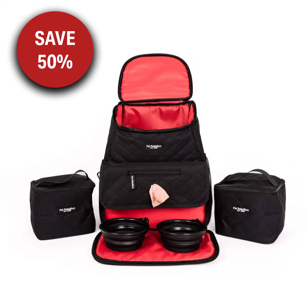 Pet Travel Bag / Backpack Set- Black