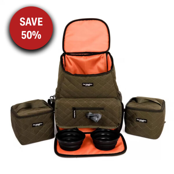 Pet Travel Bag / Backpack Set- Khaki