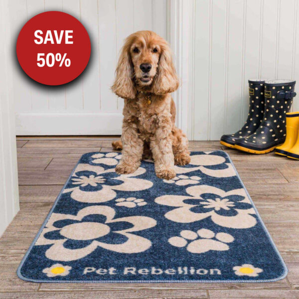 Stop Muddy Paws XL Flowers Blue